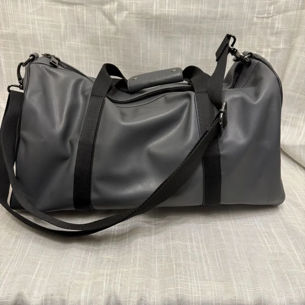 Ted Baker London Hold All Faux-Leather Weekend Duffel Bag Gray